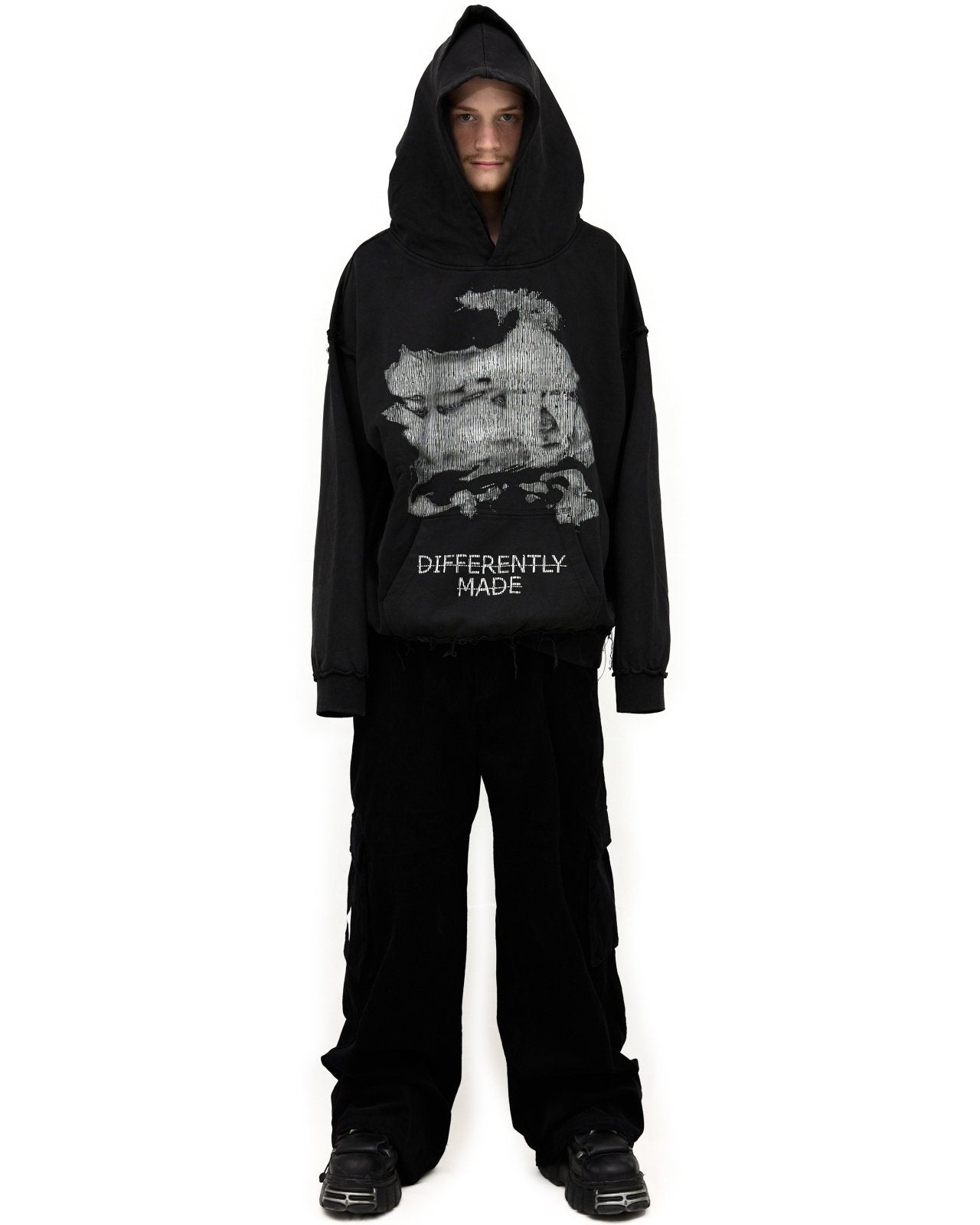 FACELESS DOUBLE HOOD HOODIE - Differently Made